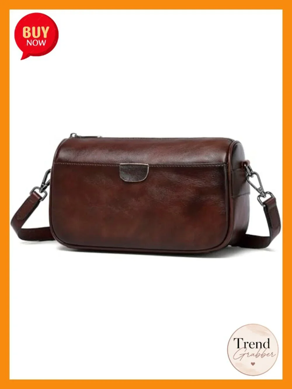 Vintage Genuine Leather Crossbody Bag with Boho Woven Strap